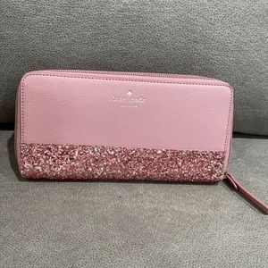 kate spade dusty peony zip around wallet